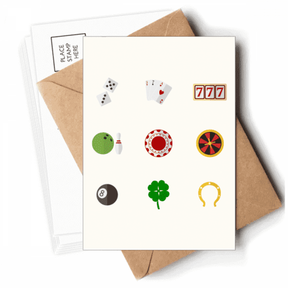 Casino Small Element Illustration Postcards Envelopes Blank Note Cards Mailing