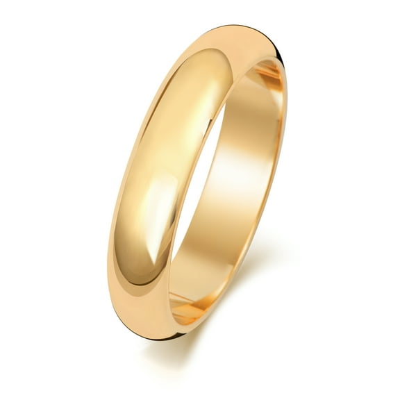 Light 18k Gold 4mm D Shape Men/Women Wedding Band/Ring