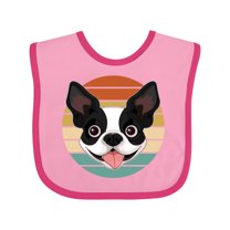 Inktastic Boston Terrier Dog Retro Sunset Boys or Girls Baby Bib