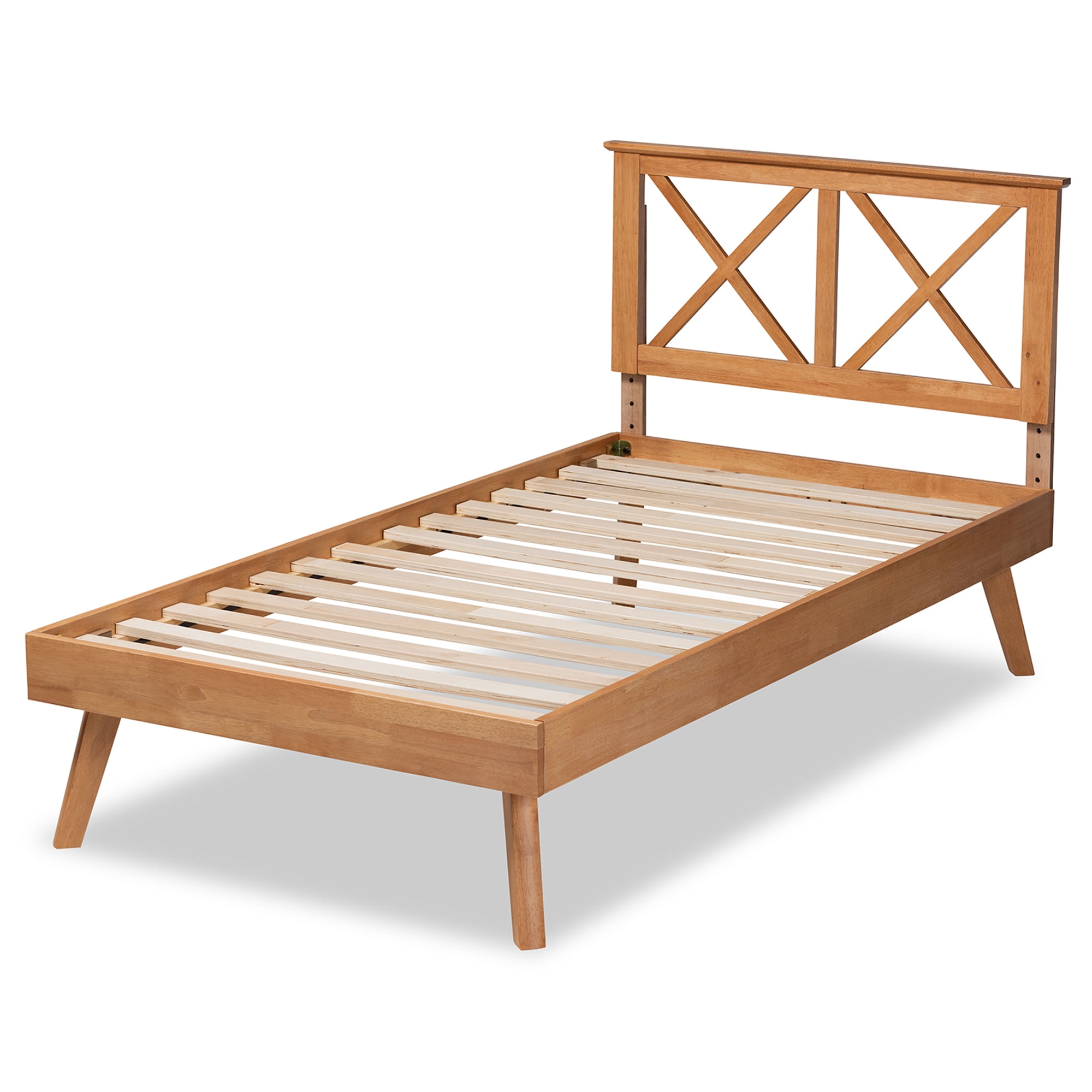 Baxton Studio Galvin Contemporary/Modern Rubberwood Adjustable Platform Bed, Twin, Brown