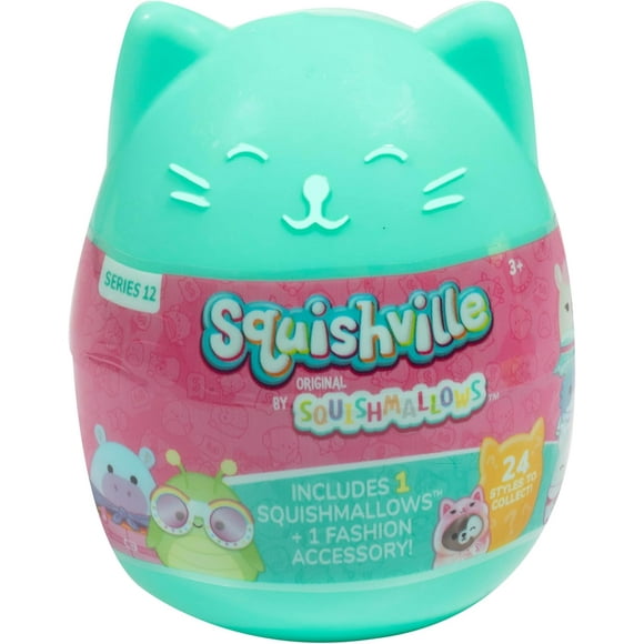 s Squishville, Série 12 - Assortiment Simple - Kellytoy Officiel - Peluche Mini Animal en Peluche de Collection et Accessoires, Styles Pouvant Varier - Ajoutez à Votre Équipe - Cadeau pour Enfants, Filles et Garçons