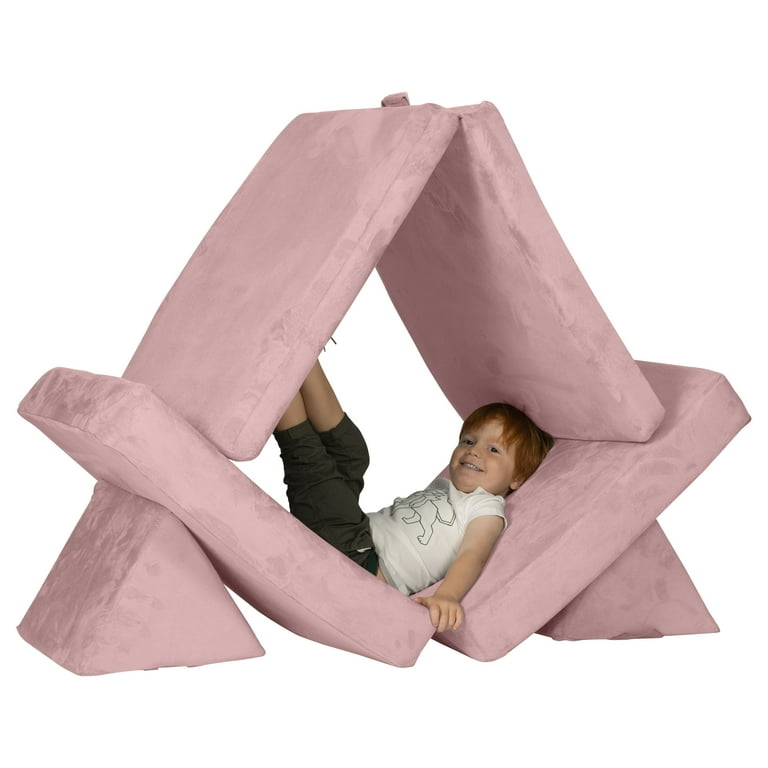 Huddle Customizable Kids Play Foam Couch, Pink, 4 Pieces