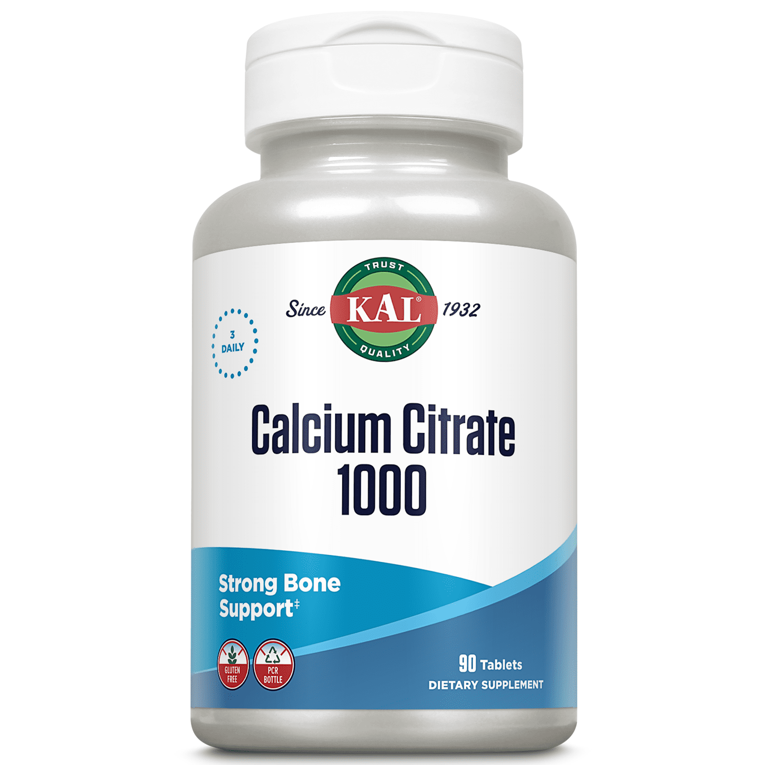 KAL Calcium Citrate 1000mg | Teeth & Bone Health, Nervous, Muscular & Cardiovascular System Support | Lab Verified | 90 Tablets