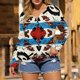 thumbnail image 1 of TaTaai Casual Western Print Top Soft Lightweight Women's Fashion Round Neck Long Sleeve Button Detail Retro Loose Spring Daily Wear Blouse Gift, 1 of 5