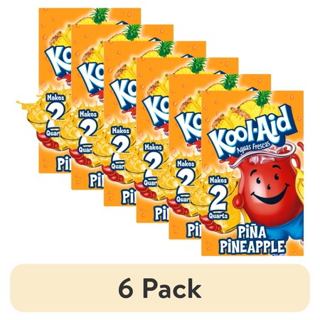 (6 pack) Kool-Aid Aguas Frescas Unsweetened Drink Mix, 1 Packet, for Flavorful Hydration and Shareable Refreshment, Pina-Pineapple Artificially Flavored, Good Source of Vitamin C, Caffeine Free, 0.14 oz