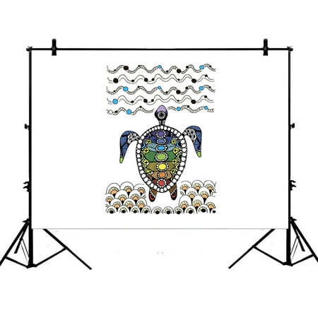 Image of YKCG 7x5ft Bohemian Stripes Sea Turtle Ornate Photography Backdrops Polyester Photography Props Studio Photo Booth Props