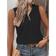 thumbnail image 4 of Camiseta Sin Mangas para Mujer, Conjuntos de Verano, Camisetas con Cuello en V, Camisetas Modernas con Ojales, Ropa Básica Sin Mangas para Vacaciones en la Playa Negro 5XL, 4 of 7