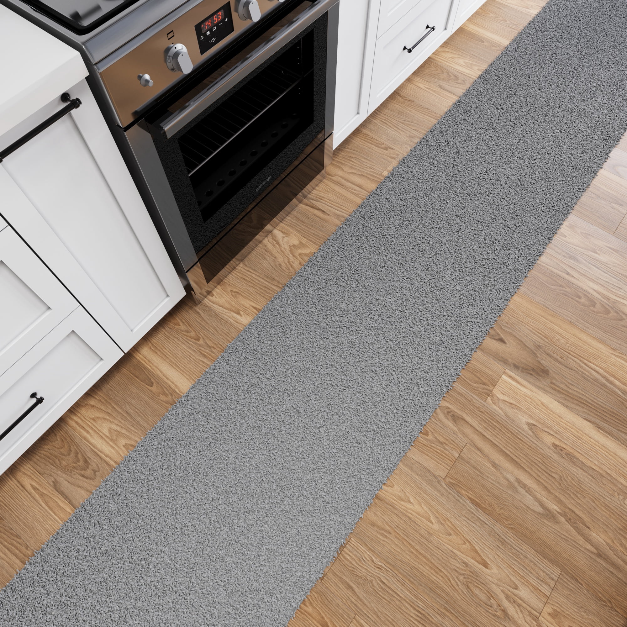 Ottomanson 2x27 Non-Slip Shag Runner Rug Plush Carpet for Bedrooms & Hallways, 2' x 27', Gray