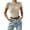 Beige, variant on Women Crew Neck Short Sleeve Cropped T-Shirt Casual Summer Top