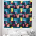 thumbnail image 1 of Retro Tapestry, Hand Drawn Vintage Composition of Geometric Shapes Squares Rectangles and Stripes, Fabric Wall Hanging Decor for Bedroom Living Room Dorm, 5 Sizes, Multicolor, by Ambesonne, 1 of 1