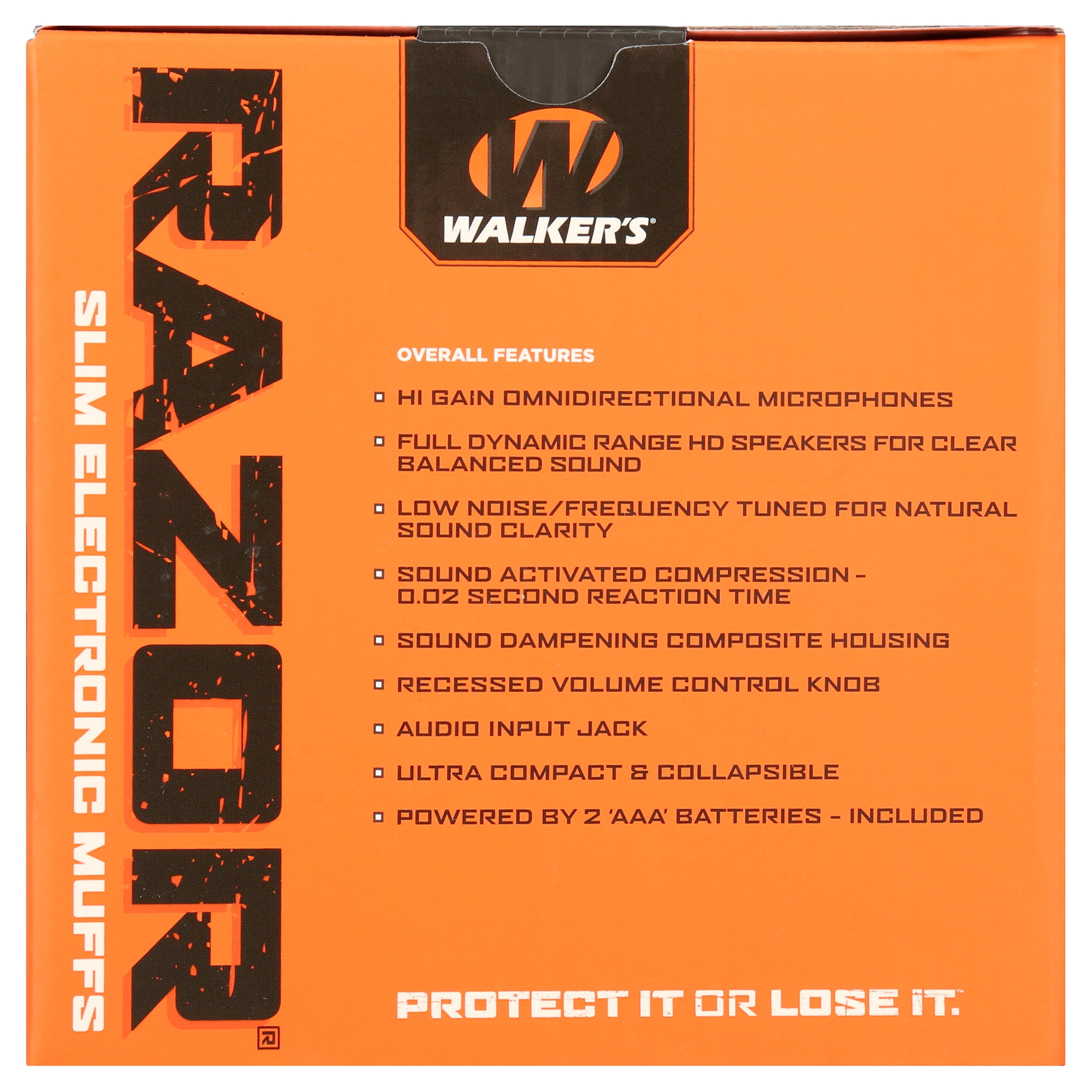 Walker's Razor Slim Ultra Low Profile Shooting Hearing Protection Earmuffs, NRR 23, Black