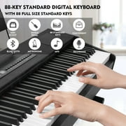 MUSTAR Weighted Digital Keyboard Piano 88 Keys Hammer Action with Stand, Bluetooth, Portable Case, Sustain Pedal (Black)