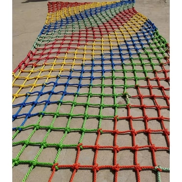 Climbing Net,Climbing Cargo Net,Kids Safety Net Rope,Fence Stairs Balcony Railings Garden Playground Cargo Net Outdoor Climbing Cargo Net,Colourful Polyester Fiber3.3x6.6ftHeavy-Duty