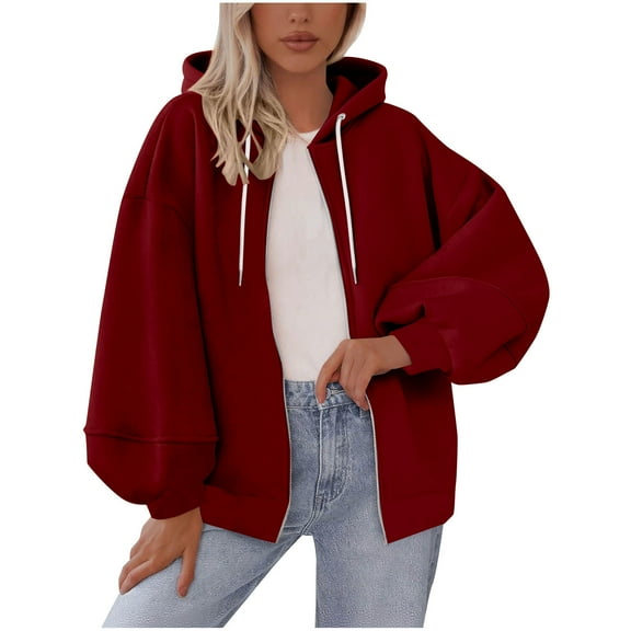 Admvng Oversized Sweatshirt for Women Full Zip Up Cropped Sweatshirts Jackets Casual Comfy Gym Tops Fall Outfits Winter Clothes Jackets for Women S-2XL