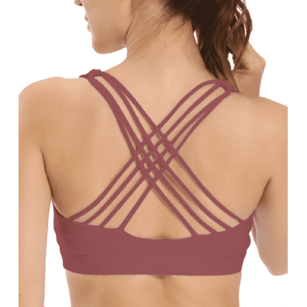 Women's Yoga Mesh Sports Bra Padded Cup X-back Gym Active Fitness Crop Top  Vest