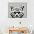 thumbnail image 2 of Nawypu Canvas Print Wall Art Friendly Cat Portrait Animals Wildlife Photography Modern Art Decorative Elements Closeup Relax/Calm Black and White for Living Room, Bedroom, Office -, 2 of 4