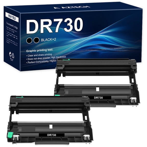 Aztech Compatible for Brother DR-730 DR730 Drum Unit DCP-L2550DW HL-L2350DW HL-L2370DW HL-L2390DW (Black, 2-Pack)