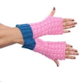 thumbnail image 2 of Dyfzdhu Women Fall Winter Contrast Color Pineapple Pattern Knit Warm Half Gloves, 2 of 7