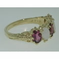 thumbnail image 2 of LBG British Made 14k Yellow Gold Natural Pink Tourmaline & Opal Womens Eternity Ring - 33 size options - Size 4, 2 of 8