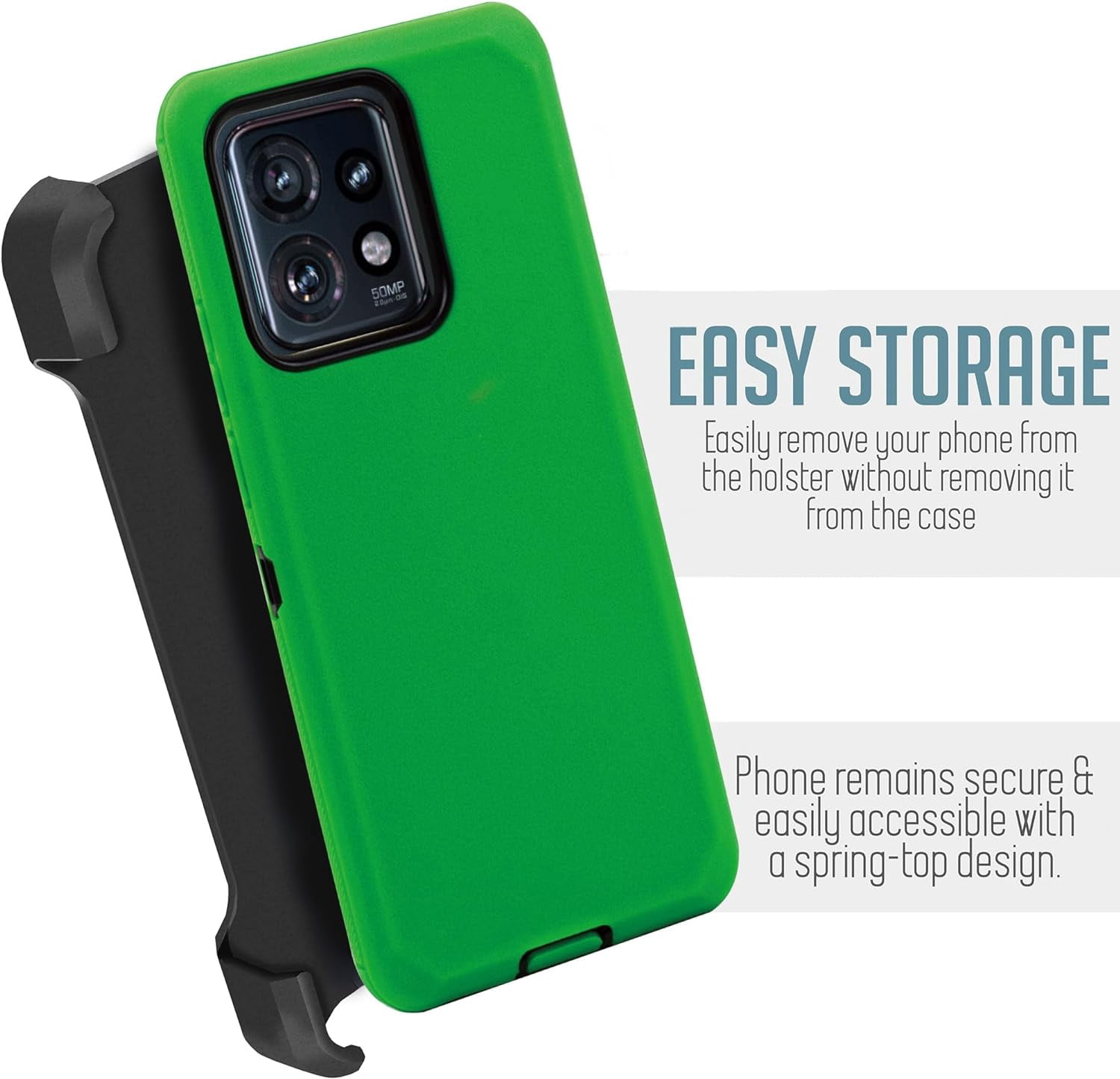 ThousandGear Compatible for Motorola Moto Edge 2023/Edge 40 Case with Clip Belt Holster, Heavy Duty Military Grade Drop Protective Case (Green) & Fast Wall Charger Kit
