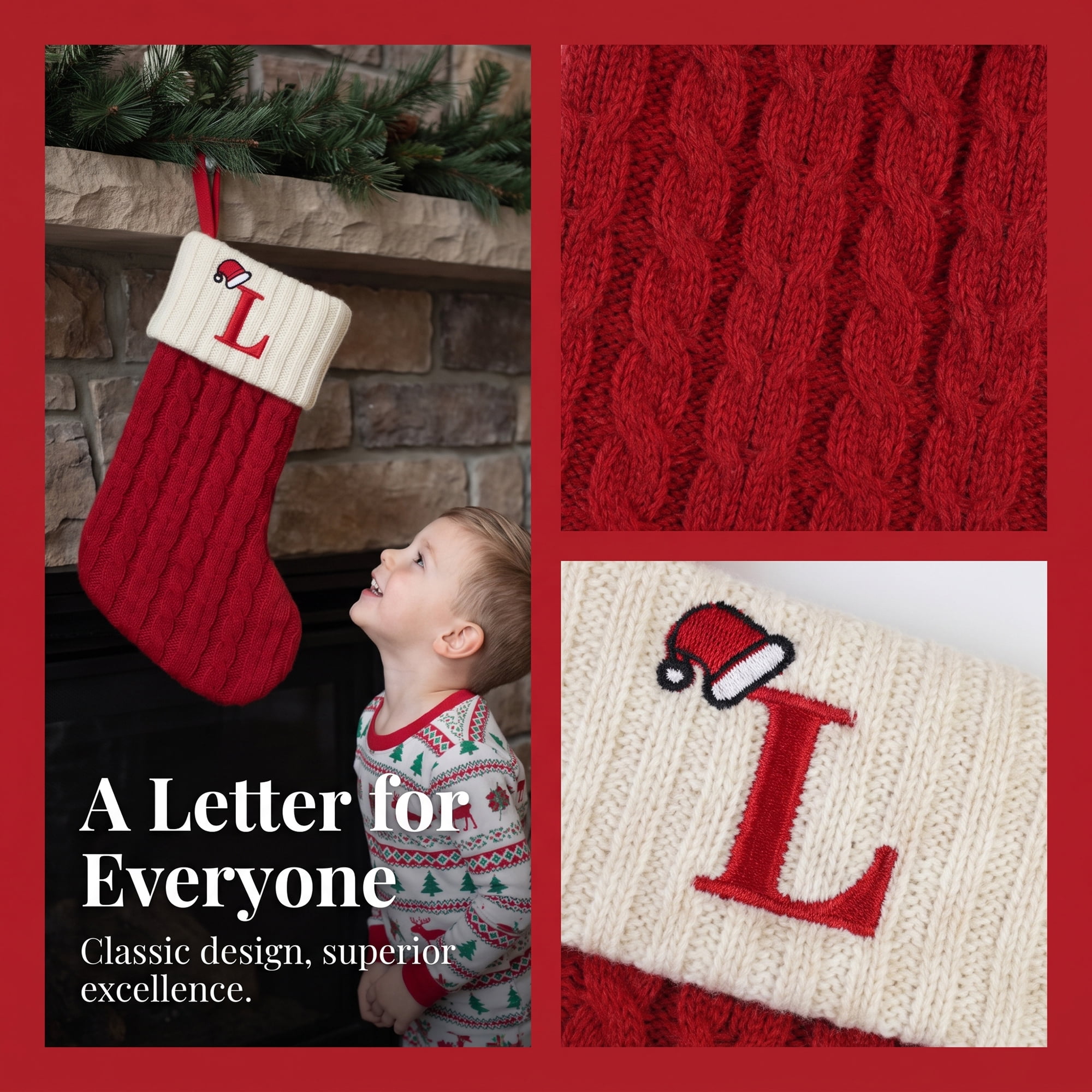 Unique Bargains Cartoon Christmas Luxury Grand Hearth Accent Stocking Letter L 8"