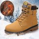 thumbnail image 2 of Botas de nieve de invierno para hombre, zapatos informales de trabajo a la moda resistentes al desgaste de cuero Pu, zapatos que mantienen el calor para hombre, 2 of 5