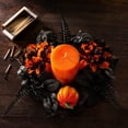 thumbnail image 6 of SLYNSHome Red Rose Berry Mini Candle Ring Wreath, Artificial Black Leaf Small Garland For Candle Table Mantel Indoor Fall Halloween Thanksgiving Farmhouse Tabletop Decor, 6 of 7