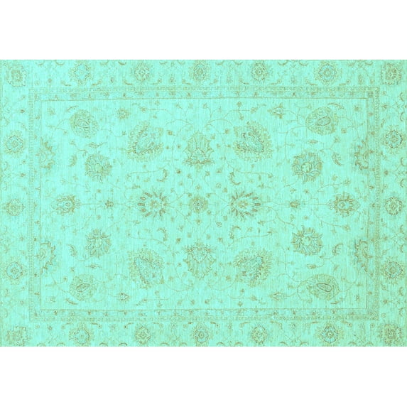 Ahgly Company Indoor Rectangle Oriental Light Blue Traditional Area Rugs, 5' x 7'