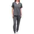 thumbnail image 2 of Conjunto de uniforme exfoliante para mujer Fernando Gris Top de enfermera y pantalones para correr, 2 of 8