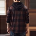thumbnail image 5 of Men Plaid Hooded Shirt Jacket Sevevn Long Sleeve Button Up Flannel Outerwear With Chest Pockets Drawstring Hood For Daily Casual Outdoor Occasions, 5 of 9