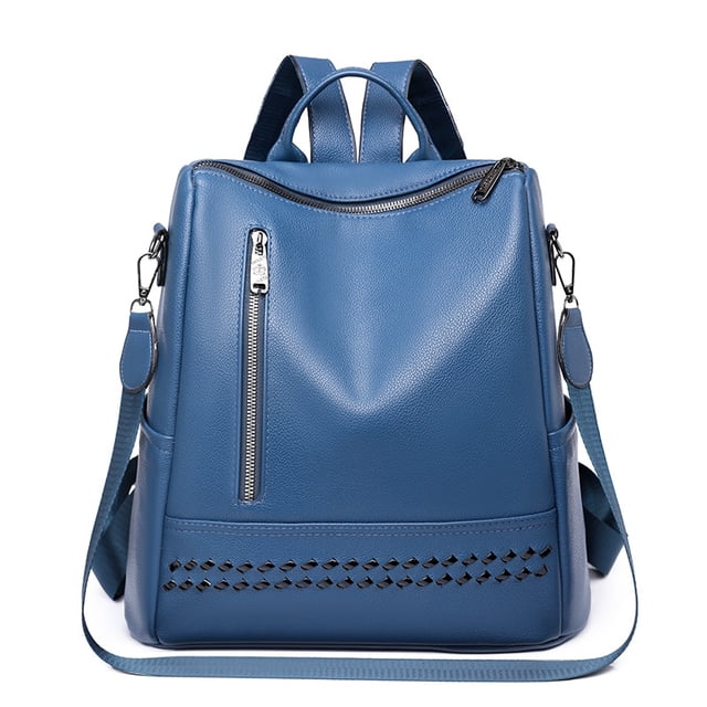 High Quality Solid Color Leather Backpack for Women Luxury Large Capacity Travel Backpacks Women BackPack Anti-theft School Bags
