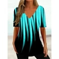 thumbnail image 1 of RWJDXD RWJDXD T-shirt Simple d'Été pour Femmes, Col en V, Manches Courtes, Mode Décontractée, 1 of 6