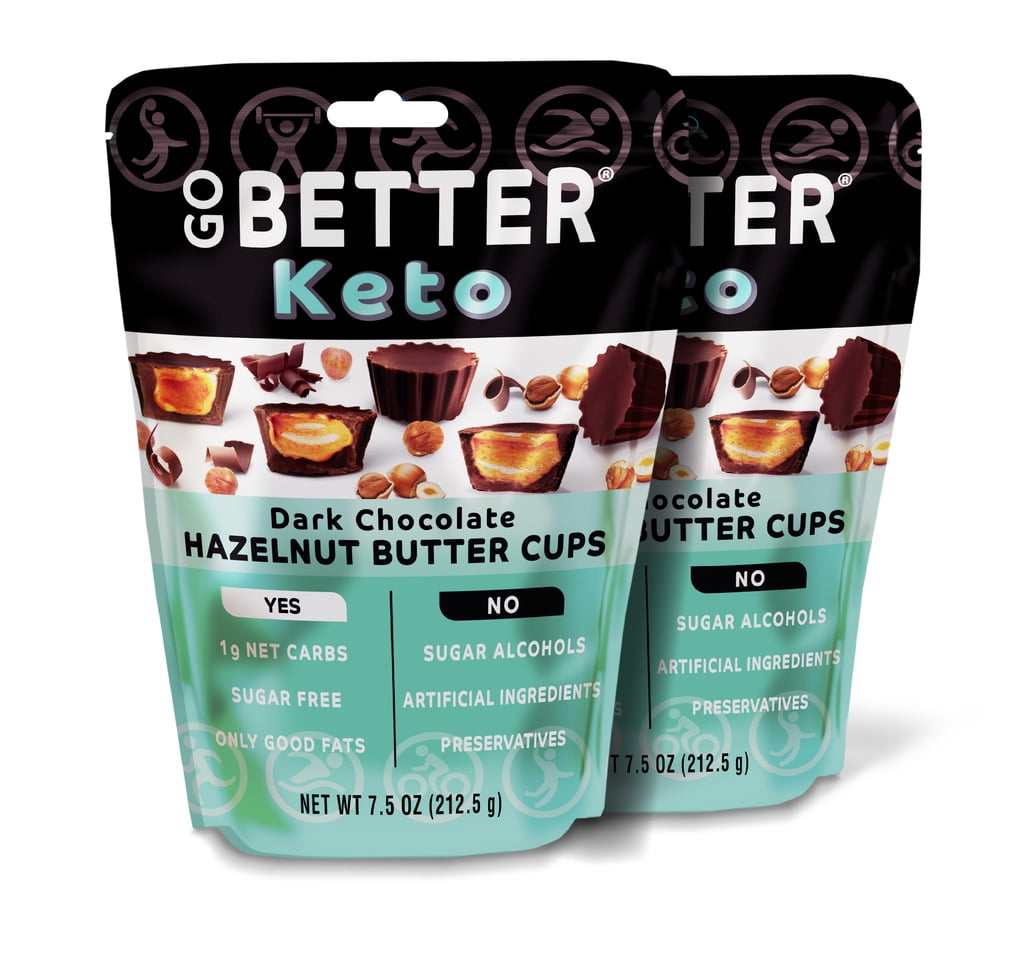 GO BETTER Keto Cups 1g Net Carb Dark Chocolate Hazelnut 2 Bags