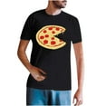 thumbnail image 3 of ZCFZJW Funny Pizza and Slice Print Matching T-Shirts for Her Him Short Sleeve Women Men Casual Round Neck Couple Shirts Loose Valentine's Tops Beach Hawaiian Blouse Black Men-XL, 3 of 6