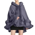 thumbnail image 3 of Women's Hooded Poncho Cape Sleeveless Cardigan Cloak With Trim Fashion Top, 3 of 7