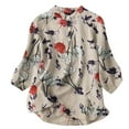 thumbnail image 2 of sovlvnd Women's Summer Oversize Tops Fashion Casual T-Shirt Short Sleeve V-Neck Sweatshirt Tops Blouse Ditsy Floral trendy Tunic Casual Tops for Women, 2 of 3