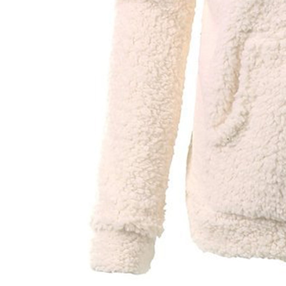 SBYOJLPB Women Hooded Sweater Coat Winter Warm Wool Zipper Coat Cotton Coat Outwear BG5XL