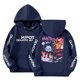 thumbnail image 1 of Moonsky Sudadera con capucha y cordón HUNTRX, estampado de grupo de chicas coreanas, jersey corto, suave y cómodo, top de manga larga para primavera y otoño.,Azul marino,160, 1 of 4
