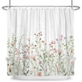 thumbnail image 4 of SUNOLIFE Floral Shower Curtain Spring Flowers with Herbs Waterproof Fabric Bathroom Curtain 72x78 in, 4 of 4