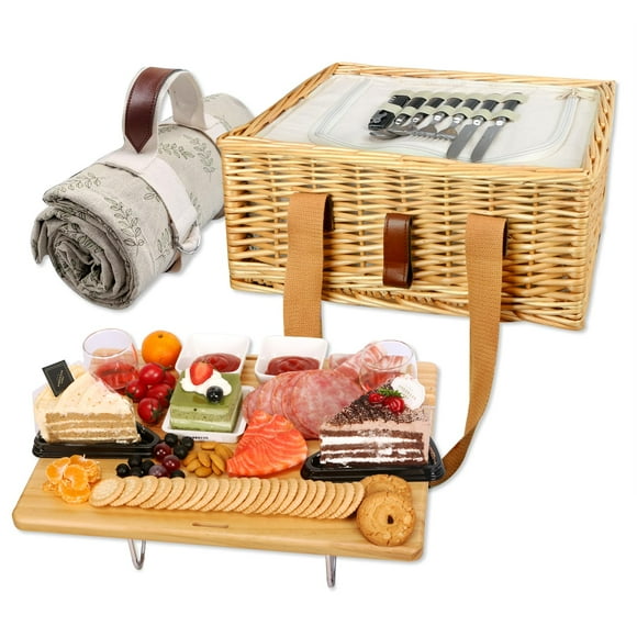 Cesta de picnic Hap Tim de mimbre para 2 personas con mesa plegable y nevera portátil