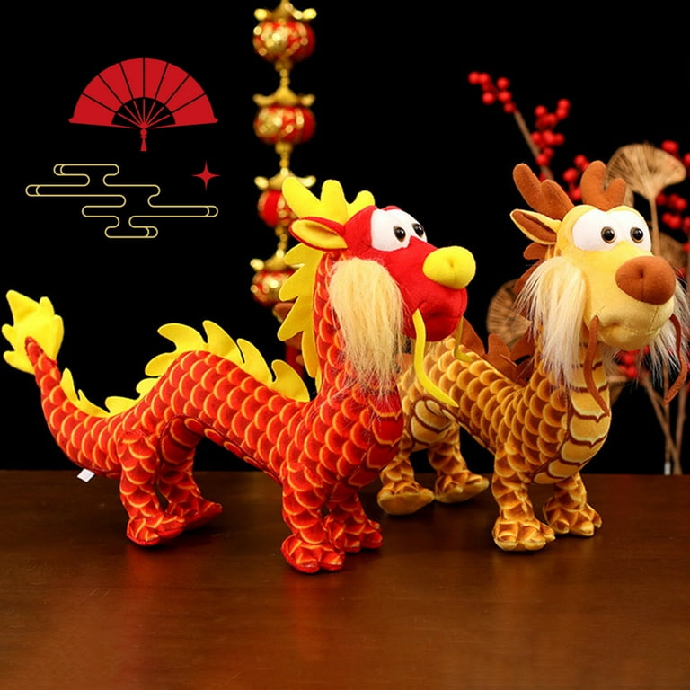 Year of 2024 Dragon Mascot Plush Doll Soft Stuffed Animal Doll 3D Standing  Posture Chinese Zodiac Dragon Plushies Festival Home Decoration New Year