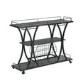 thumbnail image 5 of Bar Cart with Lockable Rolling Wheels and Wine Rack Triple bar cart, multi-functional and practical, movable serving cart for home, living room, kitchen, bar and party events (Black)., 5 of 6