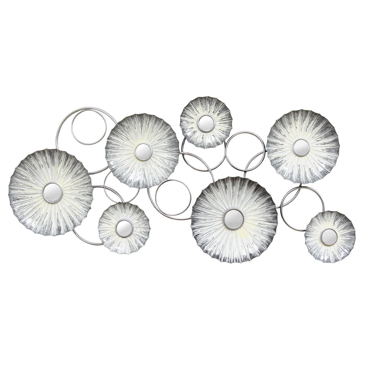 Kapolei Gray and White Mirrored Circles Wall Decor