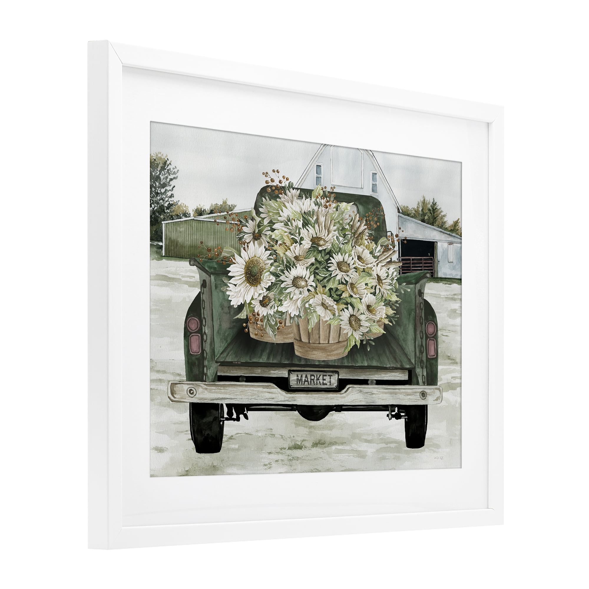 Stupell Industries Country Flower Delivery Baskets White Framed Print Under Glass, design by Cindy Jacobs