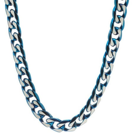 American Steel Men's Stainless Steel Jewelry/Blue IP Ion Plated 30 Two-Tone Curb Chain Necklace, 10.50mm