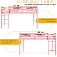 thumbnail image 6 of Ktaxon Wood Loft Bed Twin Size with Ladder, Solid Wood Low Loft Bed Frames for Girls Boys, Pink, 6 of 10