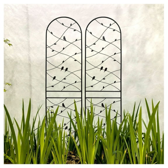 2 Pack Metal Garden Trellis 86.7" x 19.7" Rustproof Trellis for Climbing Plants Outdoor Flower Support Deco Black