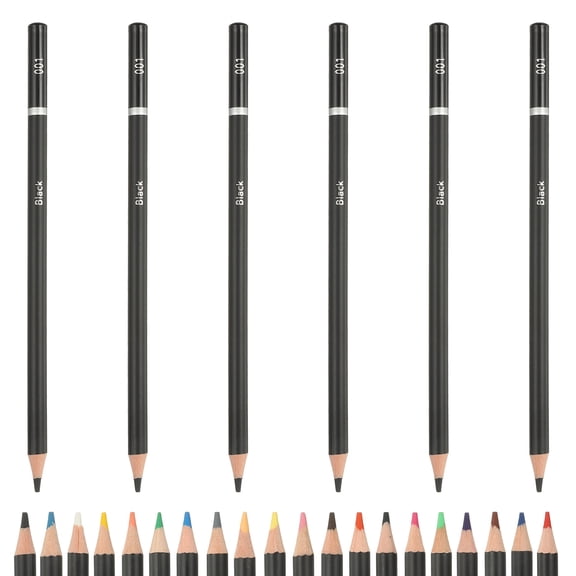 Black Color Drawing Pencils for Adult Coloring Books, 6 Pcs
