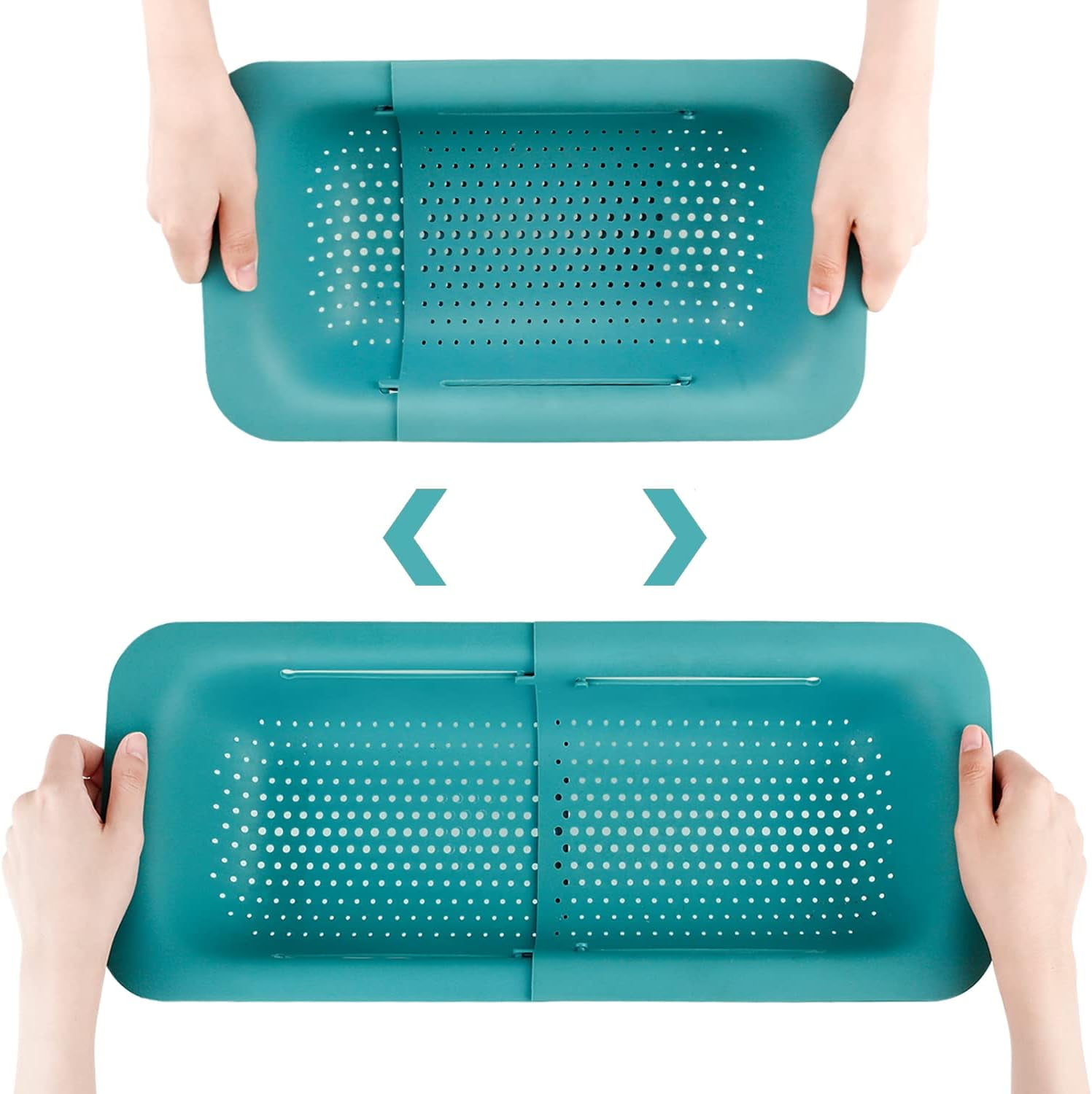 Unique Bargains Kitchen Collapsible Colander Silicone Round Foldable Strainer With Handle Green