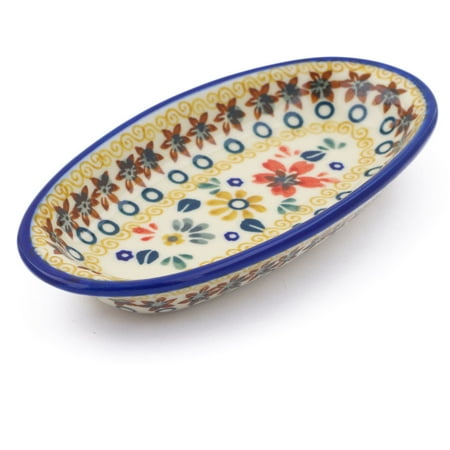 Hand Painted Candy Dish Polish Pottery 5½-inch Condiment Dish Hand Painted in Boleslawiec, Poland + Certificate of Authenticity ()